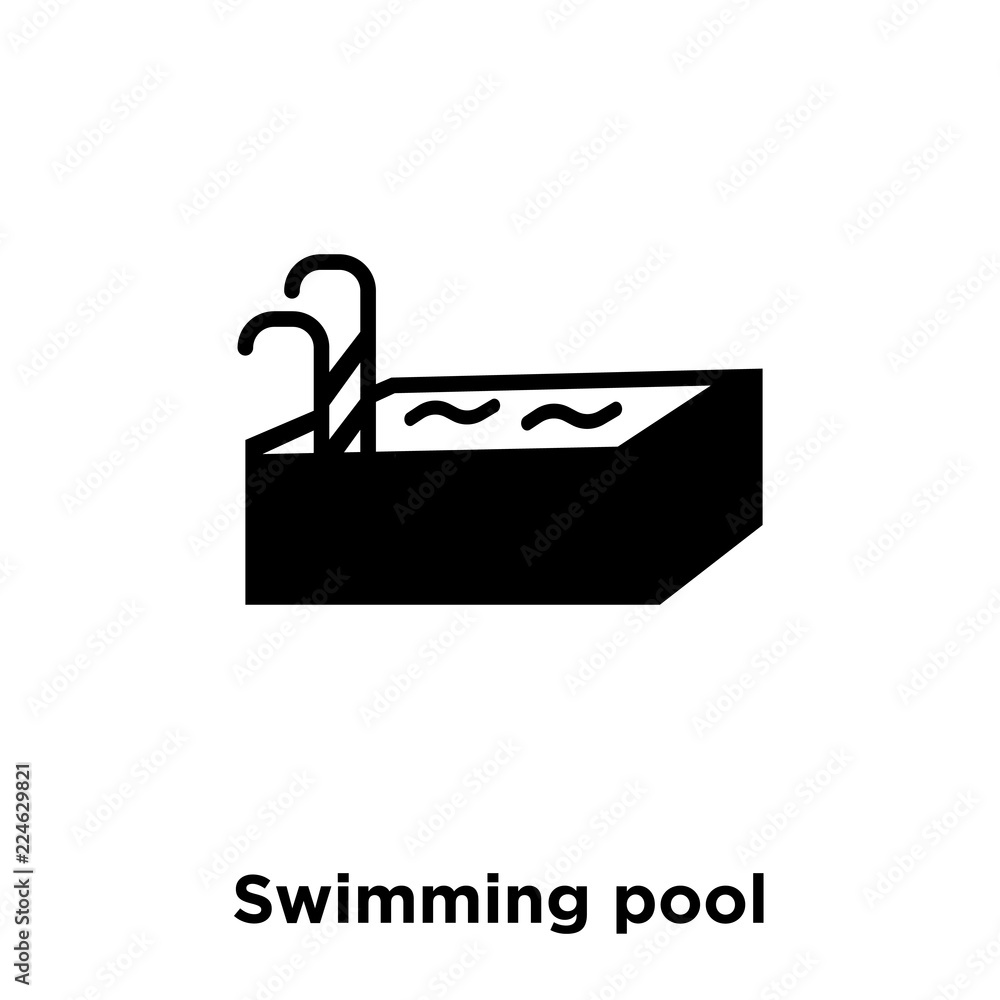 Swimming pool icon vector isolated on white background, logo concept of Swimming pool sign on transparent background, black filled symbol Swimming pool icon vector isolated on white background, logo concept of Swimming pool sign on transparent background, black filled symbol