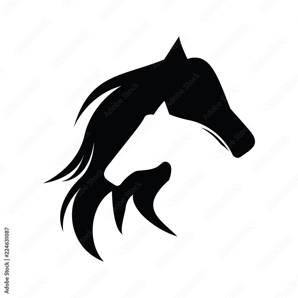 Two Horse, Black Horse, King Horse Logo Design Inspiration Vector Stock Vector Adobe Stock