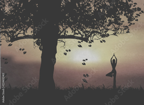 Photography Yoga Girl Under The Sunset
