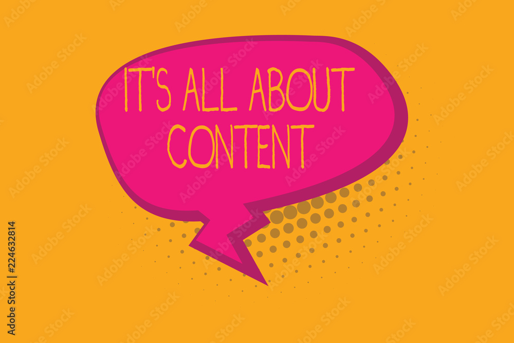Text sign showing It s is All About Content. Conceptual photo Express thru Writing Information and Experience. Text sign showing It s is All About Content. Conceptual photo Express thru Writing Information and Experience.