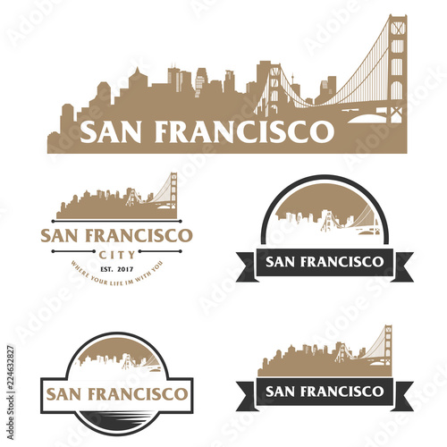 Photography San Francisco Logo, Skyline, City Cityscape Logo Vector