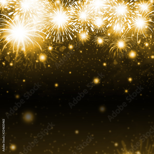 Gold fireworks background for christmas and new year and other celebration