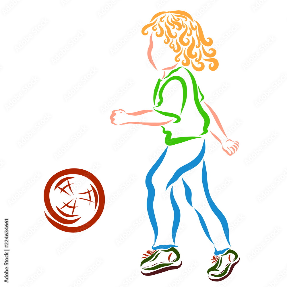 Kid with beautiful curly hair, playing with ball Kid with beautiful curly hair, playing with ball