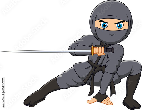 Cartoon ninja holding a sword
