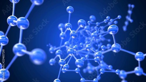 Blue crystal molecules or network background abstract graphic 3D render. photo