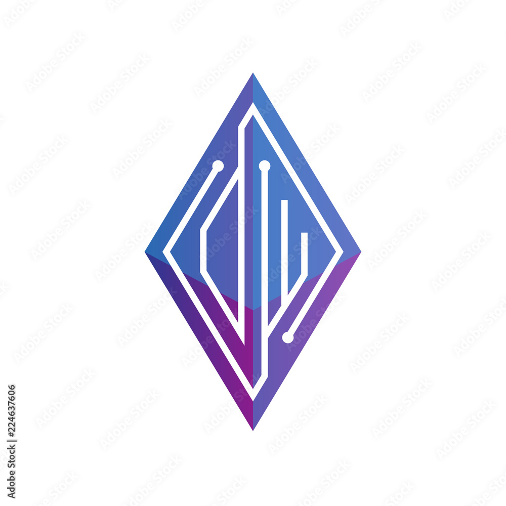 OW Initial letter block chain logo icon vector template. Looping mono line circuit letter on rhombus cube logo OW Initial letter block chain logo icon vector template. Looping mono line circuit letter on rhombus cube logo
