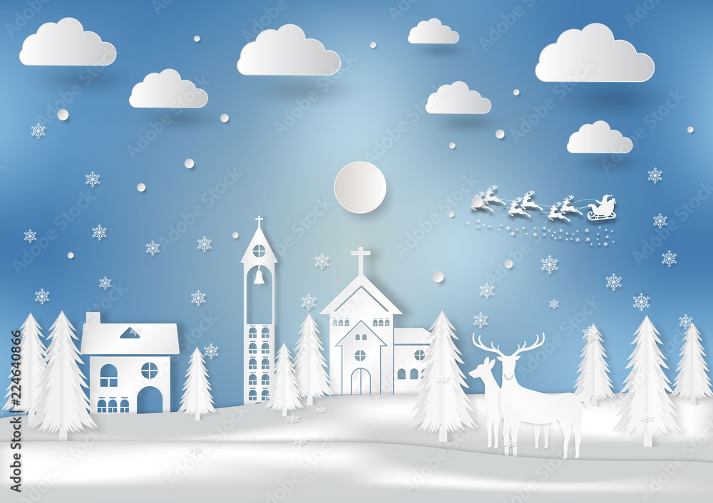 Winter season with snowflake and santa. Vector illustration of Merry Christmas