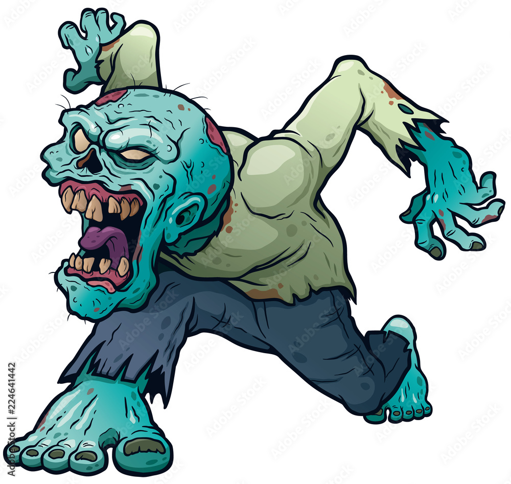 Obraz premium Ilustracja wektorowa Cartoon Zombie