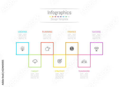 Infographic design elements for your business data with 7 options, parts, steps, timelines or processes. Vector Illustration.