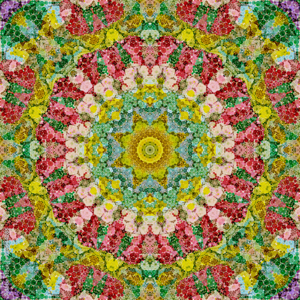 Seamless abstract pattern kaleidoscopic mosaic ornamental tile