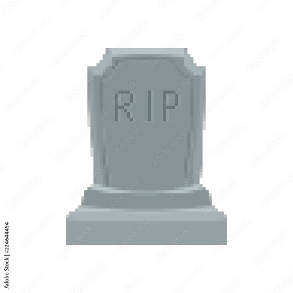 Gravestone pixel art. Tomb 8 bit. Grave Halloween. RIP Cemetery vector illustration Gravestone pixel art. Tomb 8 bit. Grave Halloween. RIP Cemetery vector illustration
