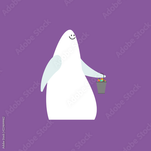 Ghost and candy. Halloween spook and sweets