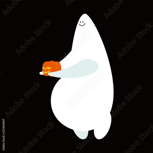 Ghost and Pumpkin. Halloween spook vector illustration