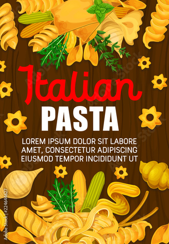 Italian pasta traditional food, vector