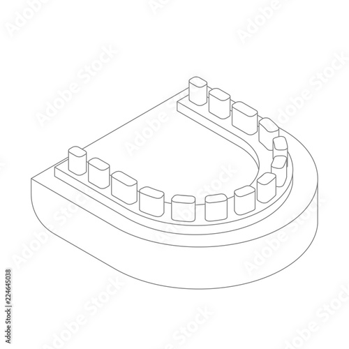 Gypsum jaw for dentist isolated. Cast of teeth. Dentist treatment. Dentistry Vector illustration