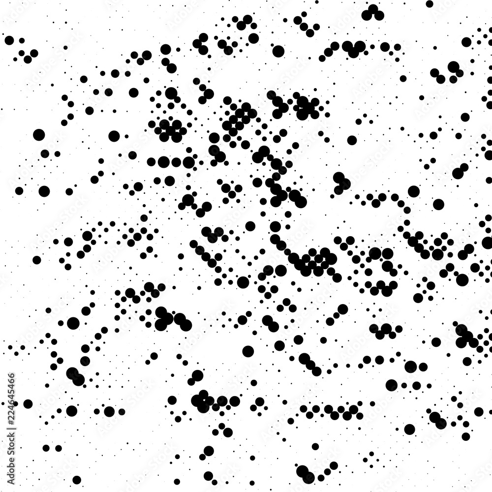Grunge halftone pattern. Pointillism, stipplism style. Textured background with dots, circles, Points of different scale. 