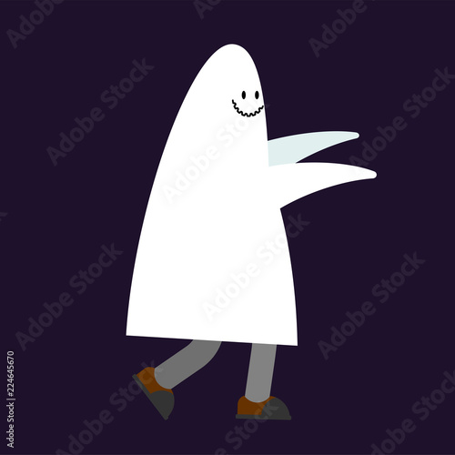 Costume Ghost for Halloween. guy in suit spook vector illustration