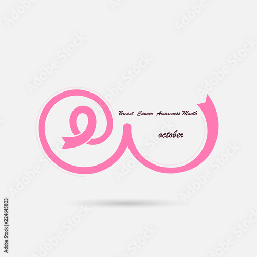 Pink Breast,Bosom,or Chest icon.Pink ribbon.Pink care logo.Breast Cancer October Awareness Month Campaign banner.Women health concept.Breast cancer awareness month logo design.