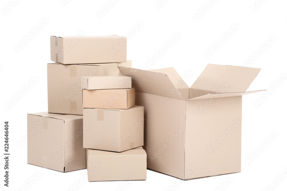 Cardboard boxes isolated on white background