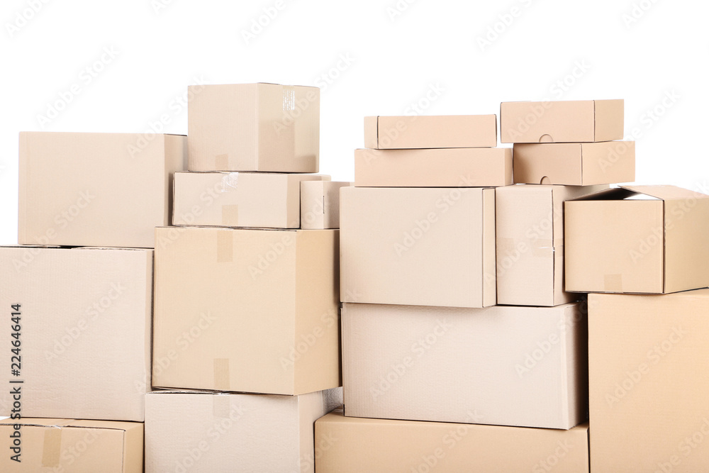 Obraz premium Cardboard boxes on white background