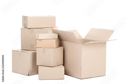 Cardboard boxes isolated on white background © 5second