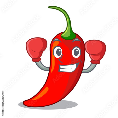 Boxing cartoon red hot natural chili pepper