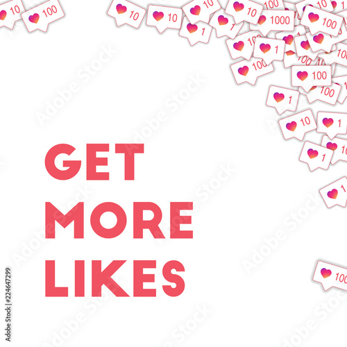 Social media icons. Get more likes concept. Fallin
