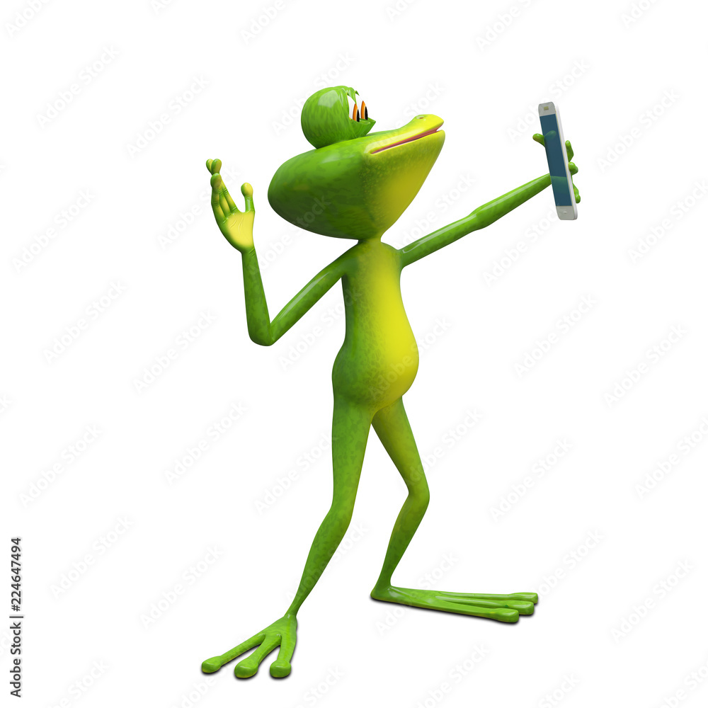 3D Illustration Frog Makes Selfi 3D Illustration Frog Makes Selfi