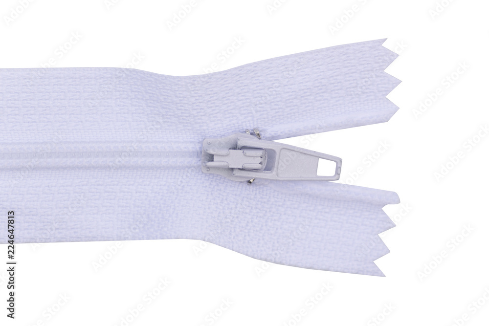 Close up white zipper isolated on white background. Close up white zipper isolated on white background.