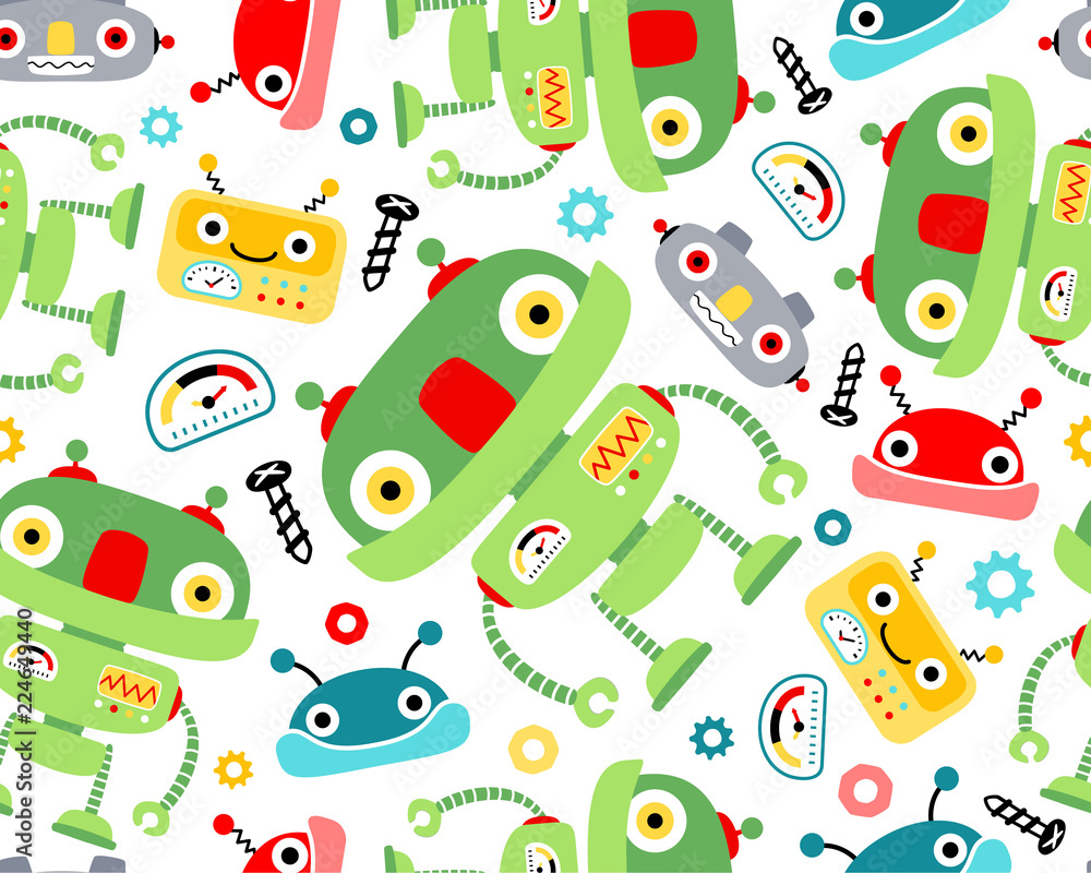 Seamless pattern vector with robots cartoon Seamless pattern vector with robots cartoon