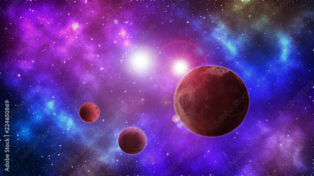 Beautiful space background. Planet and moon Beautiful space background. Planet and moon