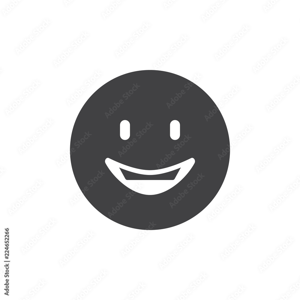 Happy Face emoji vector icon. filled flat sign for mobile concept and web design. Smiley face emoticon simple solid icon. Symbol, logo illustration. Pixel perfect vector graphics