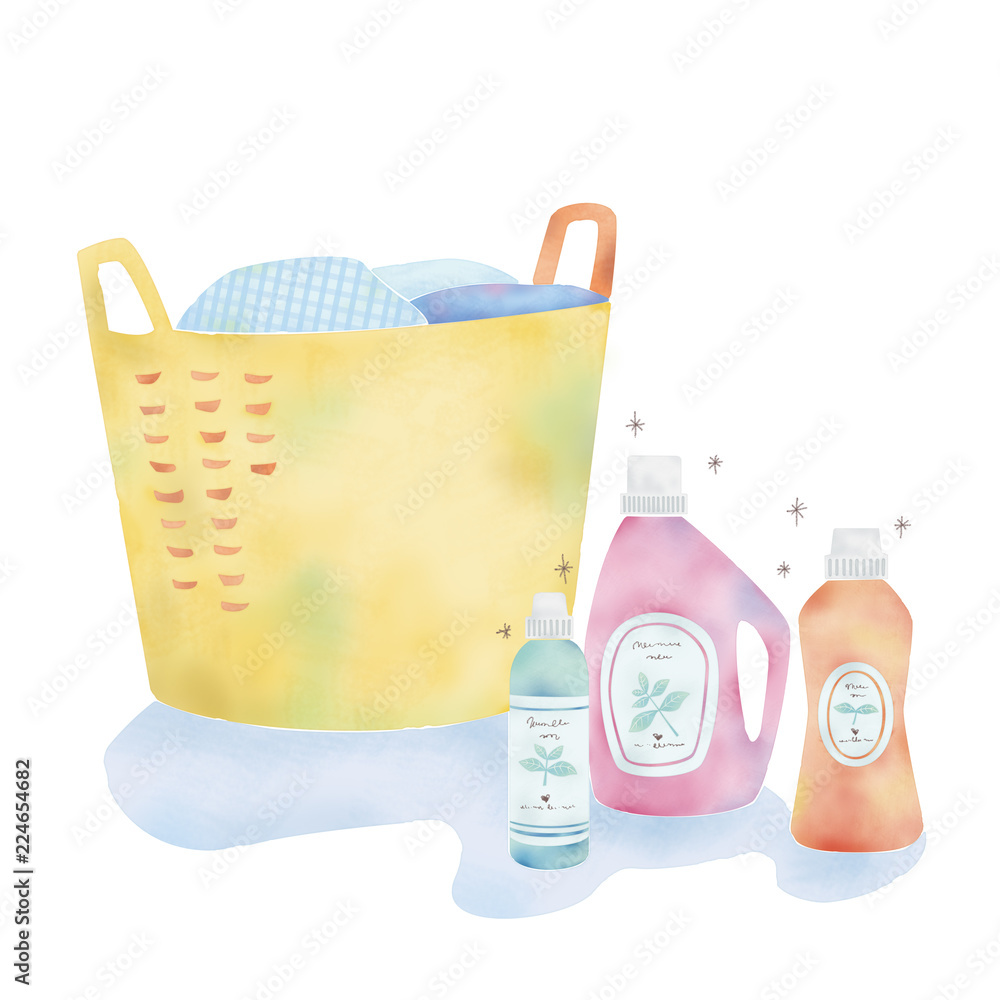 洗濯かごと洗剤のイラスト Stock Illustration Adobe Stock