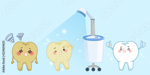 cartoon tooth with whiten concept