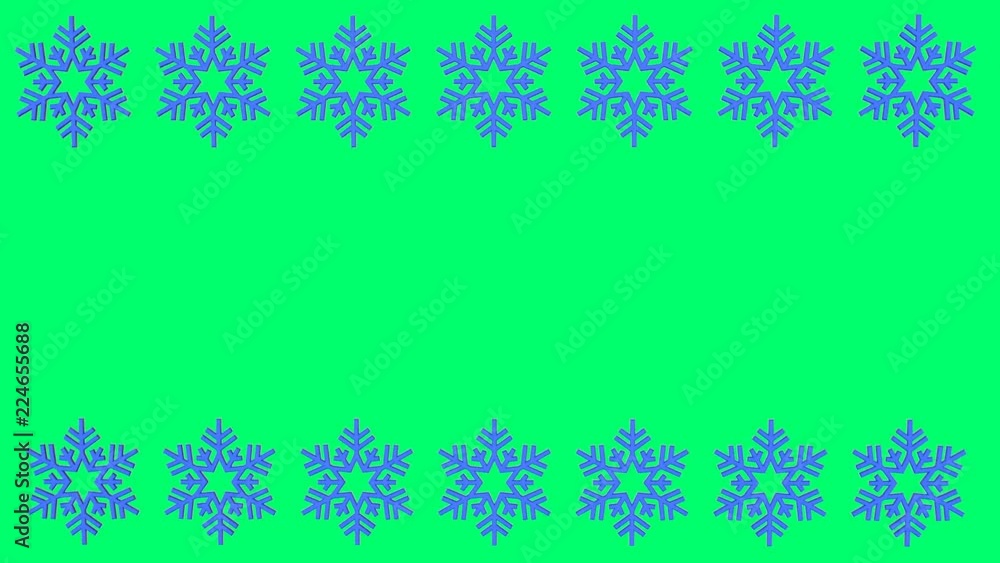 The abstract three-dimensional shape of a blue several snowflakes rotates around its own axis of rotation with empty space for contents 4k, isolated on a green background The abstract three-dimensional shape of a blue several snowflakes rotates around its own axis of rotation with empty space for contents 4k, isolated on a green background