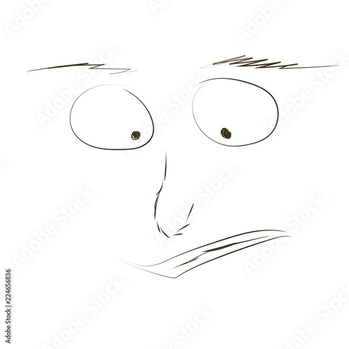 Sketch of a kind smile on a white background
