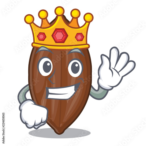 King fresh pecan nuts isolated on mascot