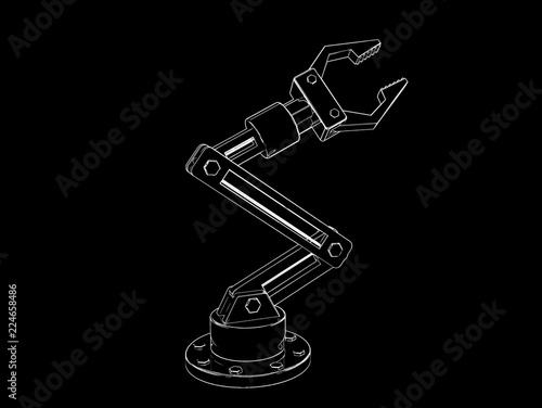 Robotic arm. Isolated on bl...