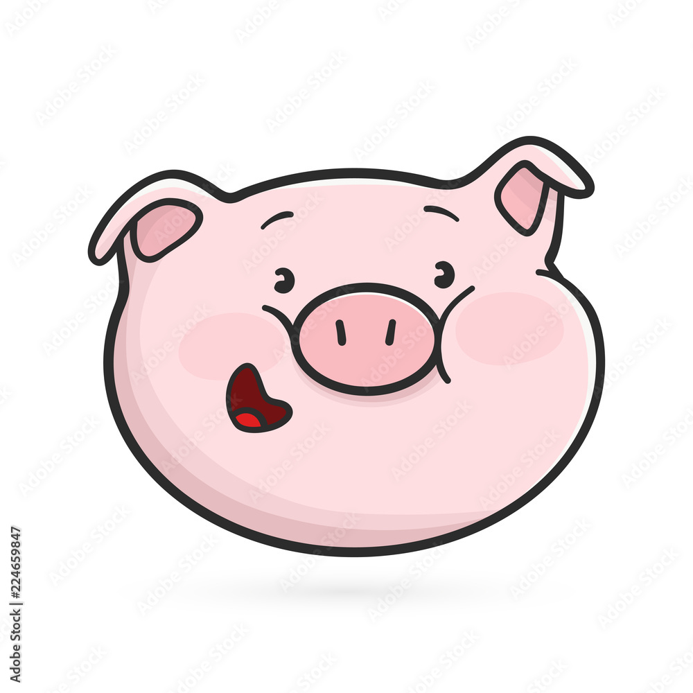 Smiling emoticon icon. Emoji pig. Vector illustration Smiling emoticon icon. Emoji pig. Vector illustration
