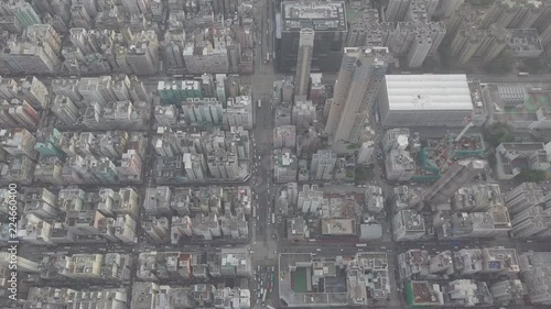Aerial view over Kowloon, Sham Shui Po, in Hong Kong, crowded and busy. save in log file