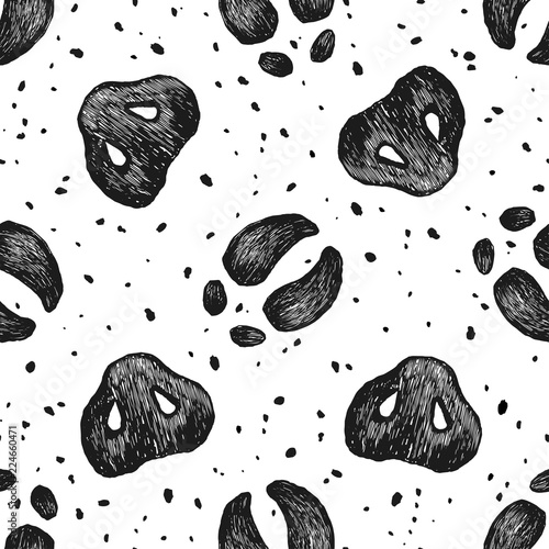 Seamless pattern with pigs nose and pig hoof.