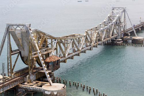 Pamban Bridge is a railway bridge which connects the town of Rameswaram on Pamban Island to mainland India. Opened on 24 February 1914, it was India's first sea bridge photo