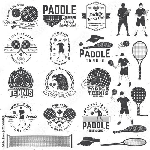 Set of Paddle tennis badge  emblem or sign. Vector illustration. Concept for shirt  print  stamp or tee.