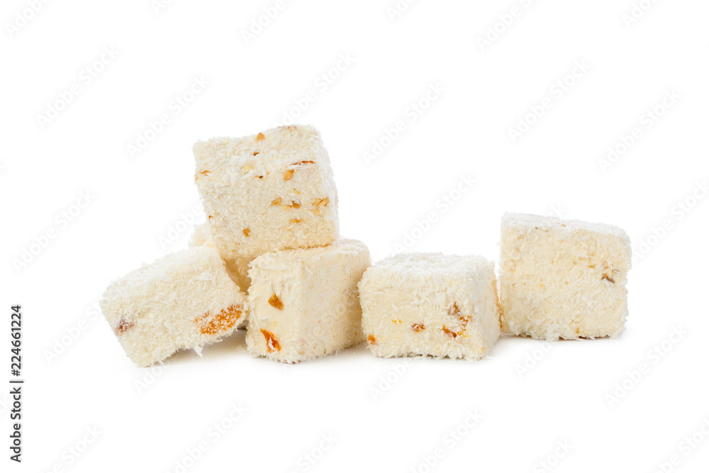 Turkish delight isolated on white.