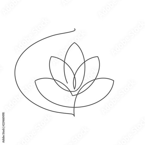 Flower lotus continuous line vector illustration with editable stroke.