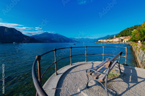 Balcony with panoramic bench on Lake Como in Bellagio