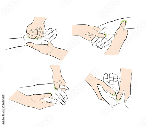 hand massage. medical recommendations. vector illustration.