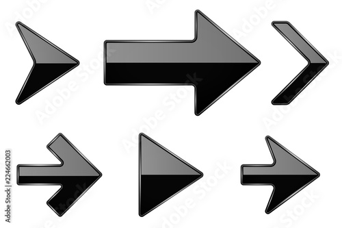 Black arrows. Shiny 3d glass icons