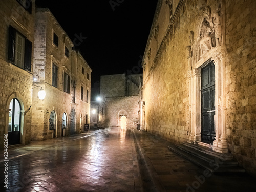 Night shot of Dubrovnik Old Town walls, Croatia © gpiazzese