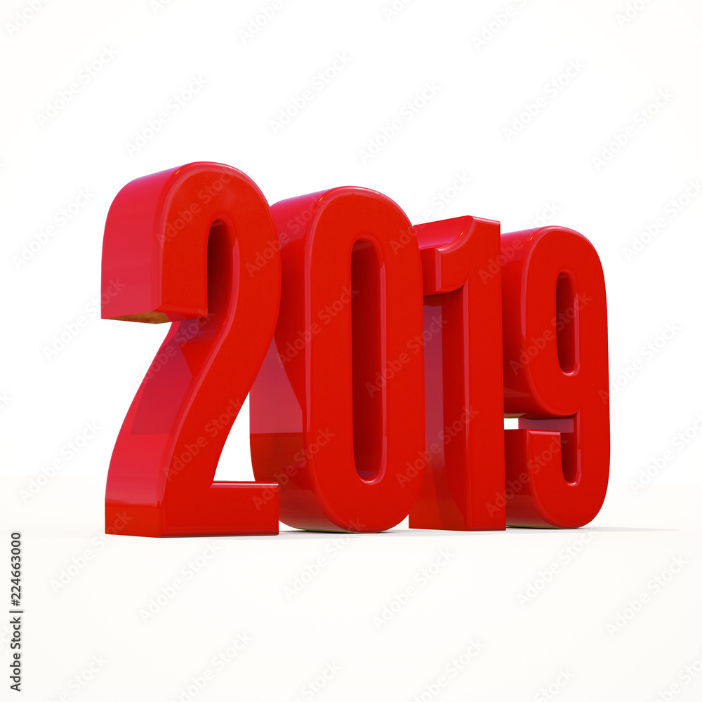 New Year Red 2019 Creative Design Concept 3D Rendered Image New Year Red 2019 Creative Design Concept 3D Rendered Image
